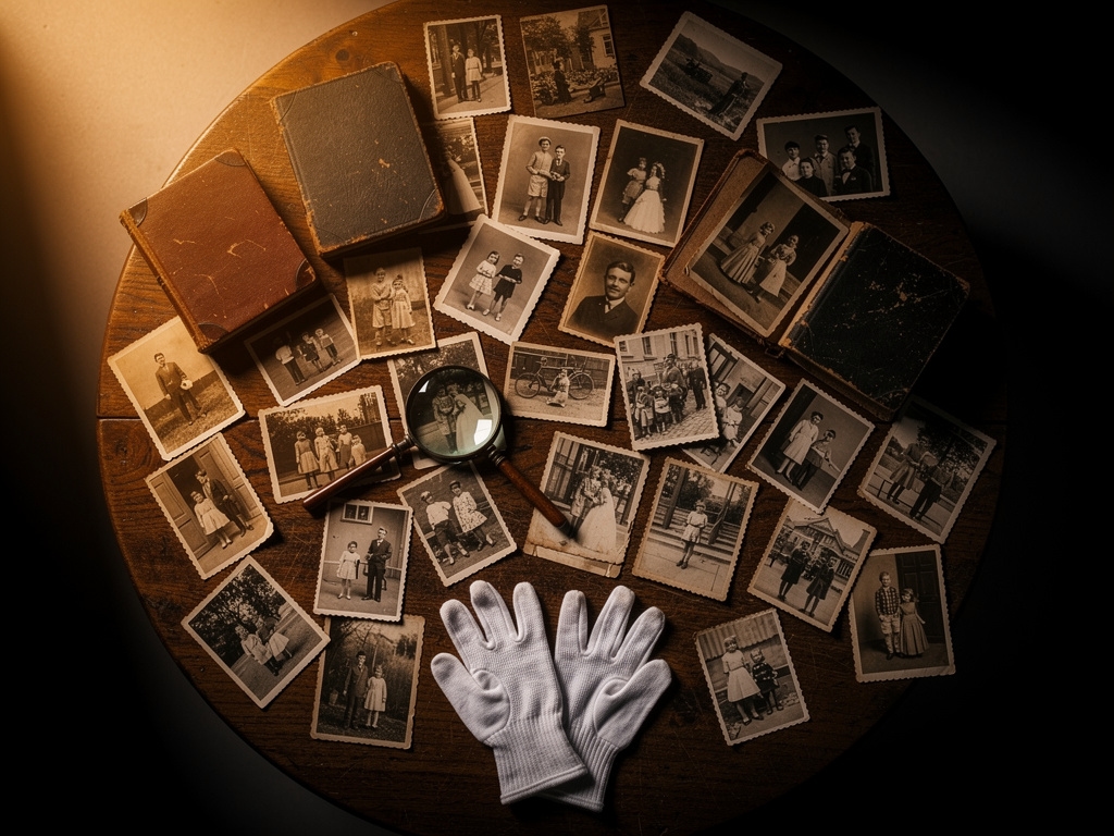 Stare fotografie rodzinne czekające na renowację i digitalizację